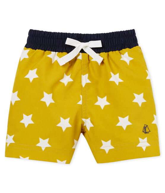 Short da spiaggia fantasia neonato giallo BAMBOO/bianco MARSHMALLOW