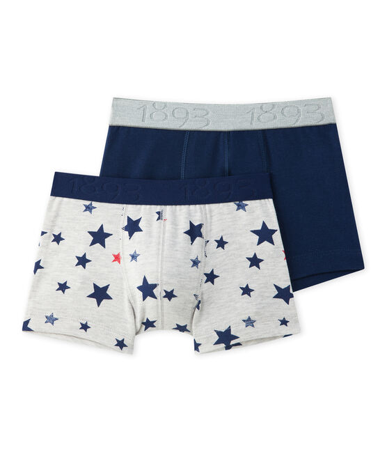 Lotto di 2 boxer per bambino in jersey stretch: con stampa + in tinta unita SPECIAL LOT 00