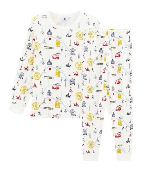 Pigiama bambino a costine bianco MARSHMALLOW/bianco MULTICO