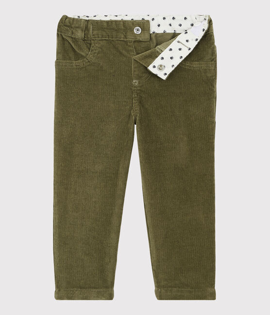 Pantalone in velluto bebè. verde MILITARY