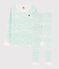 Pigiama snugfit fantasia onde verdi bambino in cotone bianco MARSHMALLOW/ VERT