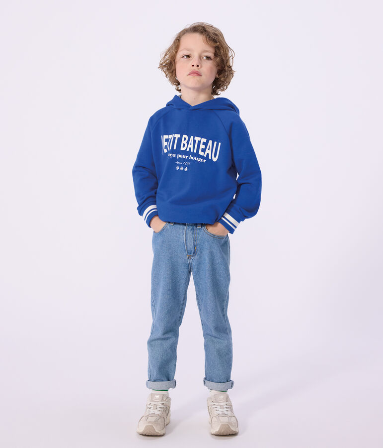 Felpa con cappuccio in cotone bambino blu PERSE