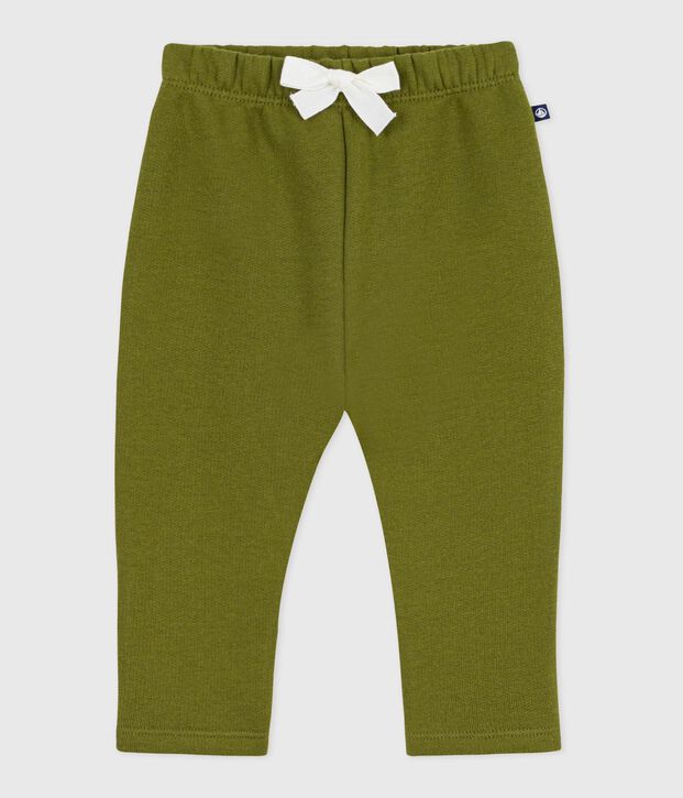 Pantaloni in cotone tinta unita neonato verde