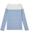 T-shirt donna a maniche lunghe a righe bianco MARSHMALLOW/blu PERSE