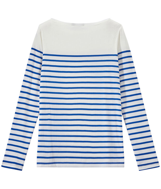 T-shirt donna a maniche lunghe a righe bianco/blu