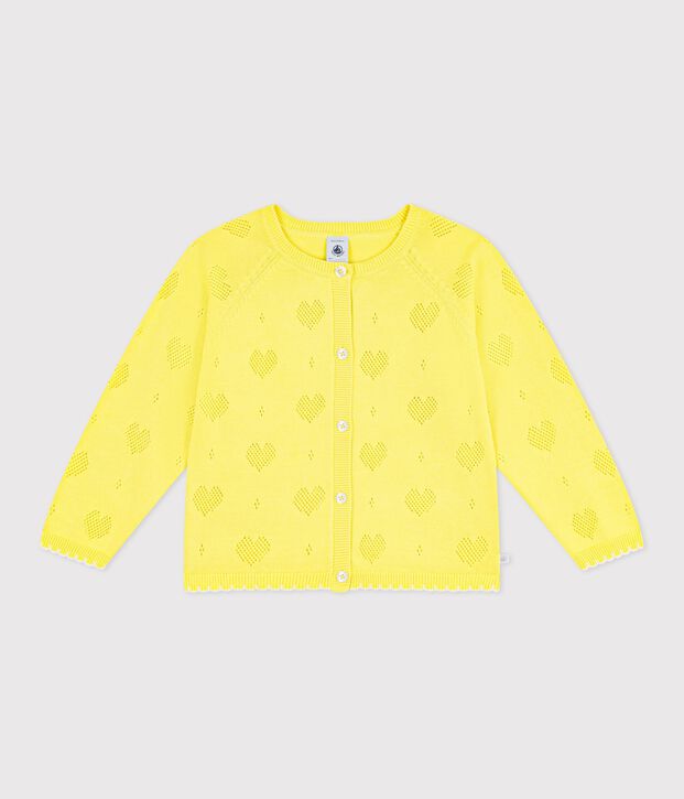 Cardigan in cotone tinta unita bambino giallo