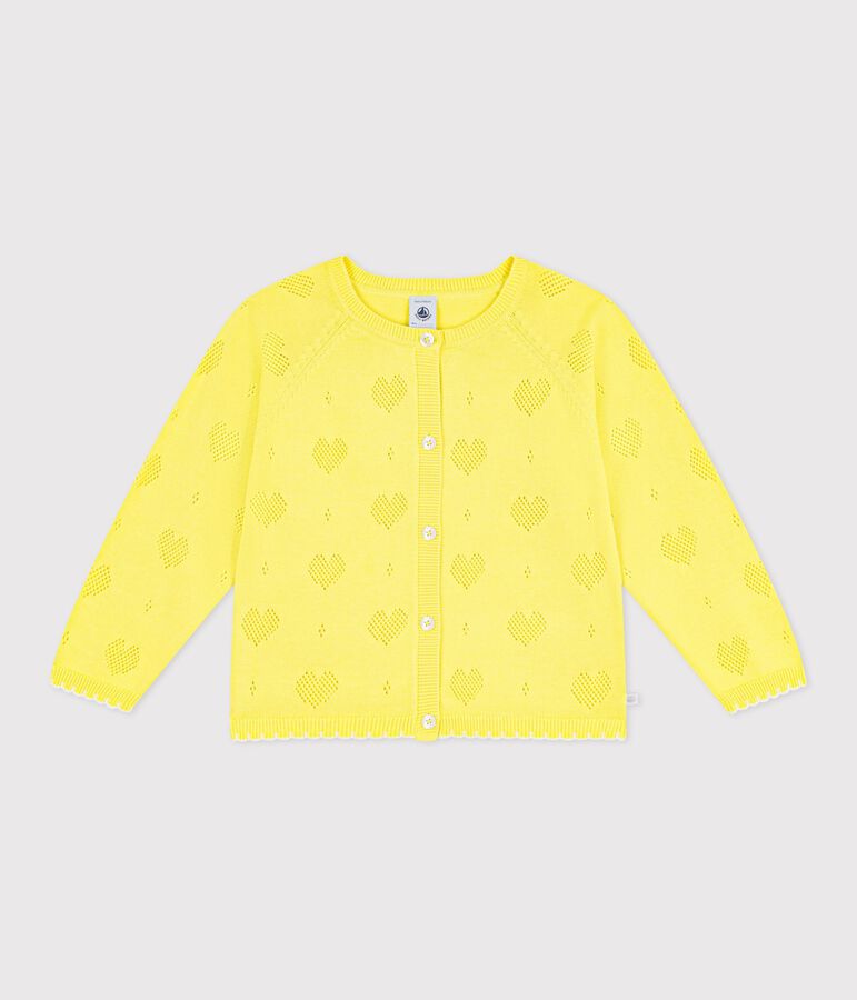 Cardigan in cotone tinta unita bambino giallo