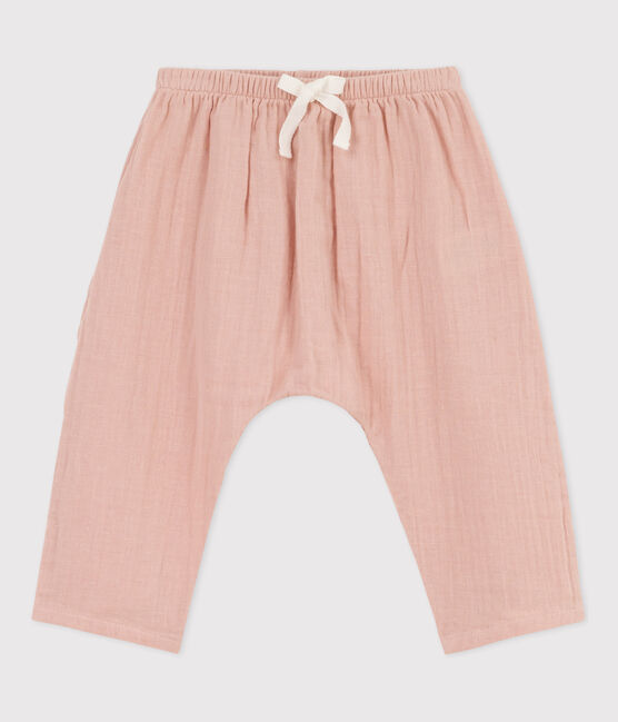 Pantaloni bebè in garza di cotone rosa SALINE