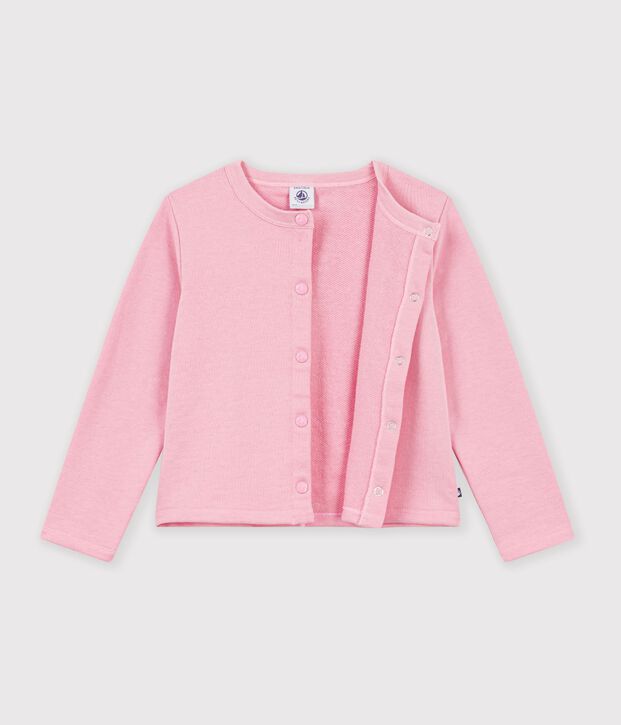 Cardigan in cotone tinta unita bambino rosa