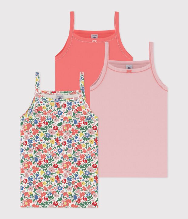 Set di canotte in cotone a fiori bambina multicolore