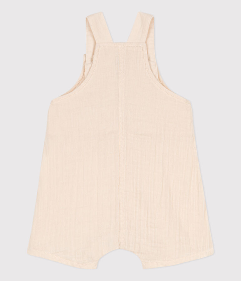 Salopette corta in garza di cotone beb&egrave; ecru