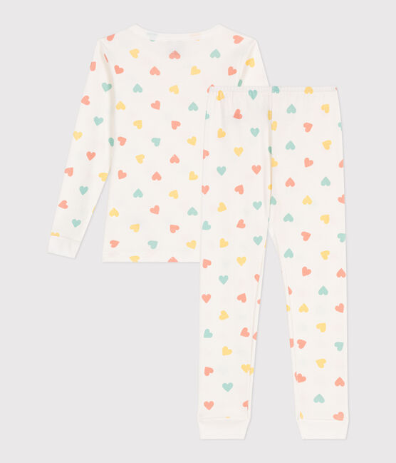 Pigiama per bambini molto aderente in cotone stampato bianco MARSHMALLOW/bianco MULTICO