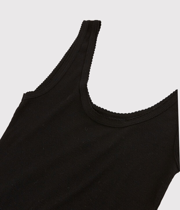 Canottiera lana e cotone Donna nero