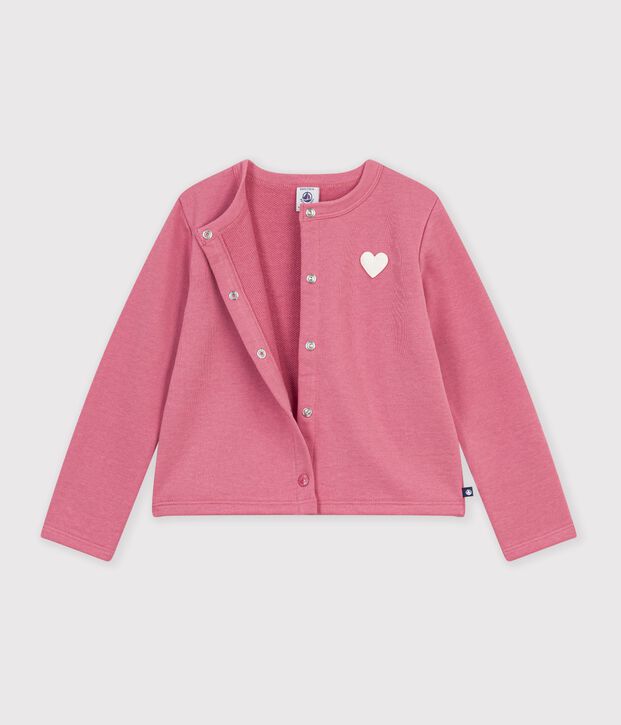 Cardigan in cotone tinta unita bambino rosa