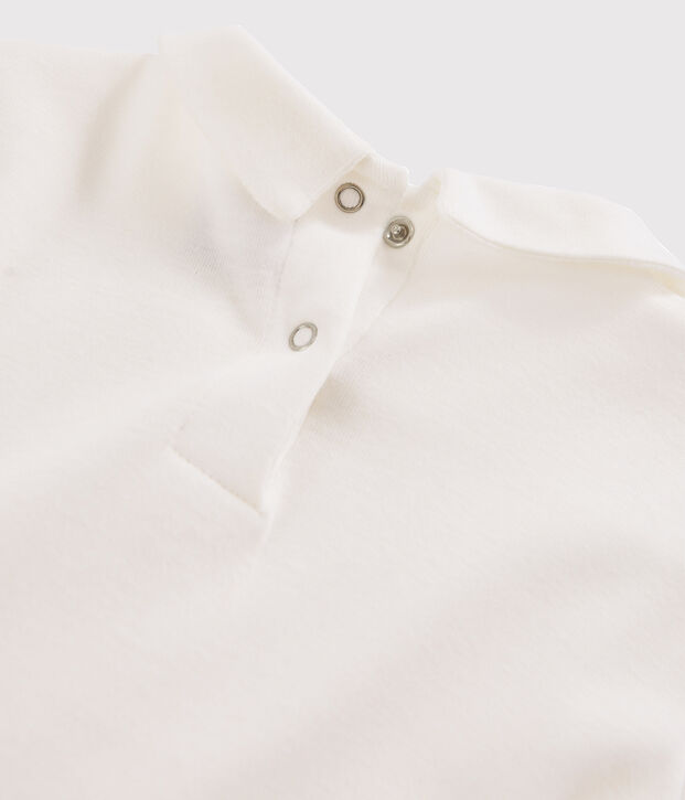 T-shirt bambina con colletto alla collegiale bianco