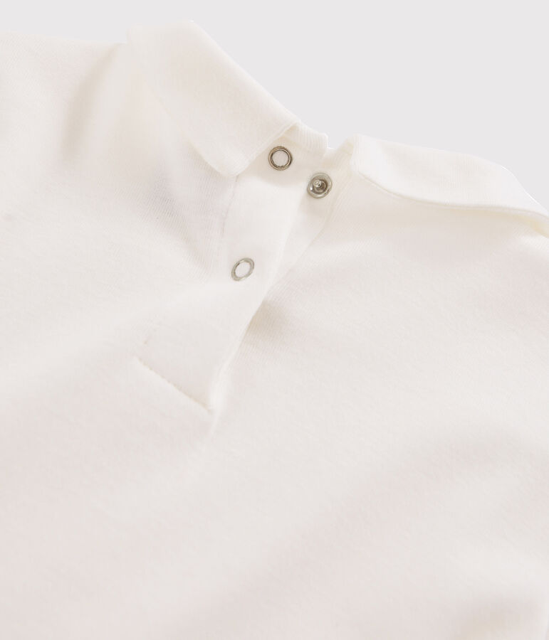 T-shirt bambina con colletto alla collegiale bianco