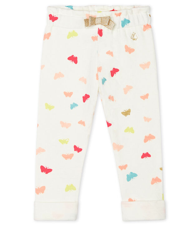 Pantalone beb&egrave; femmina fantasia bianco/multicolore