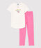 Pigiama bambina manica corta in cotone rosa PETAL/bianco MARSHMALLOW