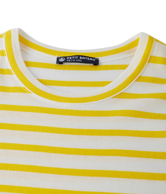 T-shirt donna in costina originale 1x1 rigata giallo SHINE/bianco MARSHMALLOW