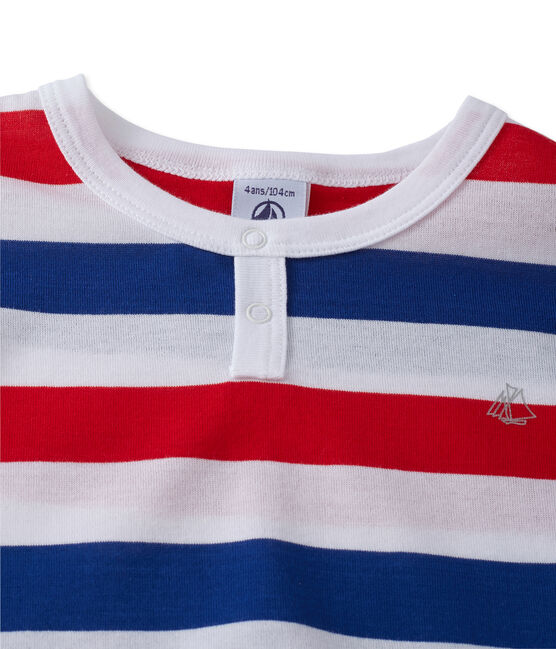 Pyjacourt garçon en jersey rayé bianco ECUME/blu SOURCE/ ECUME