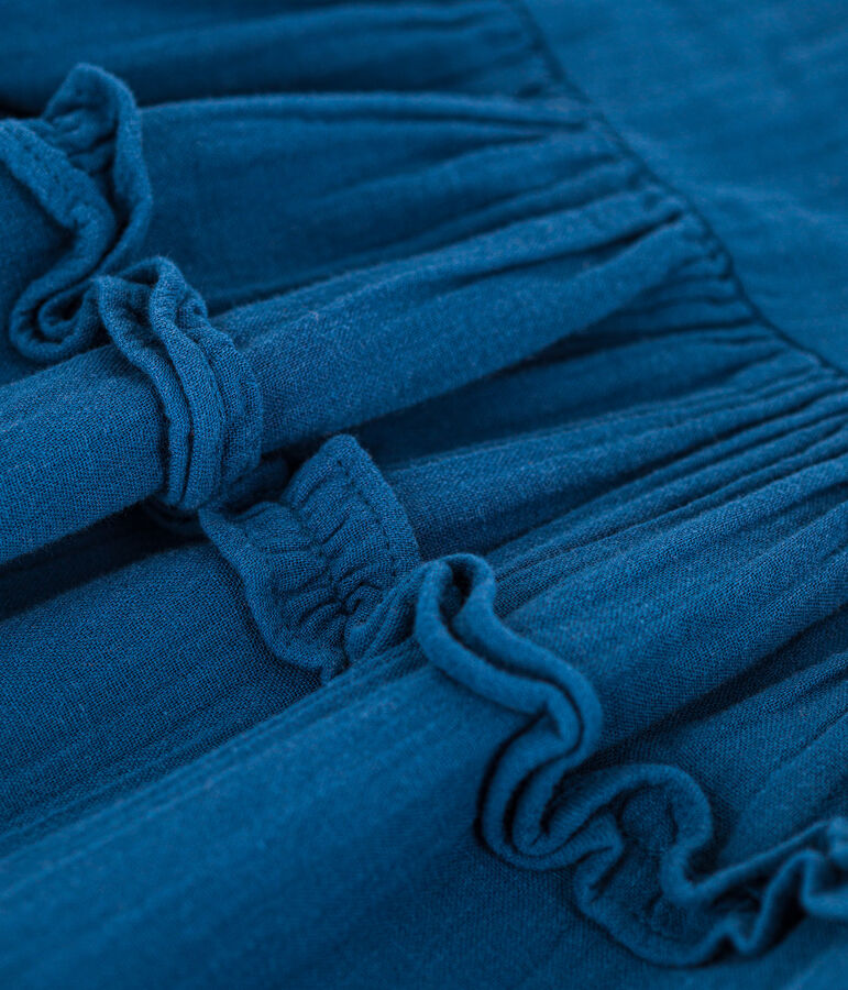 Abito a maniche corte in garza di cotone bambina blu INCOGNITO