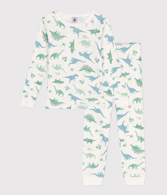 Pigiama per bambini molto aderente in cotone stampato  bianco MARSHMALLOW/bianco MULTICO