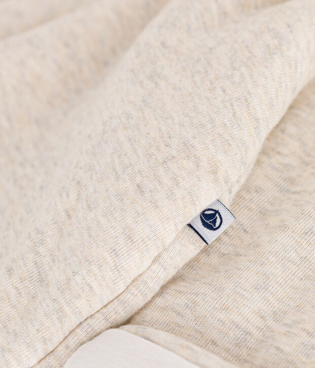 Tutina lunga in ovattina con cappuccio in cotone per beb&egrave; beige