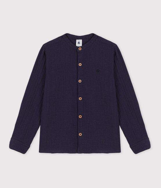Camicia in garza di cotone bambino blu SMOKING