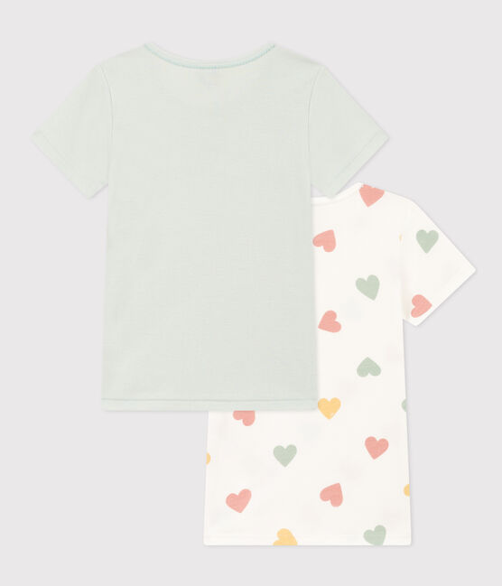Confezione da 2 t-shirt a maniche corte bambina in cotone motivo cuore variante 1