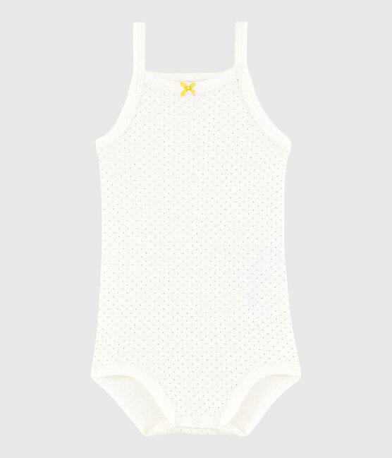 Body con spalline bebè femmina bianco MARSHMALLOW/rosa CHARME