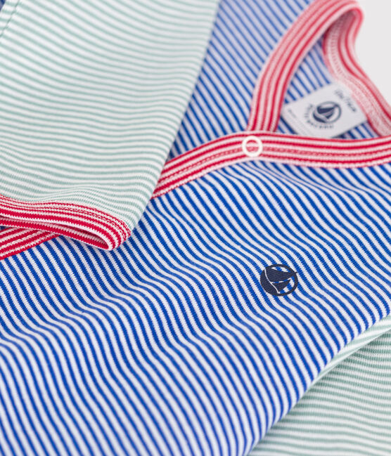 Pigiama in cotone a righe neonato blu CALVIN/ MARSHMALLOW