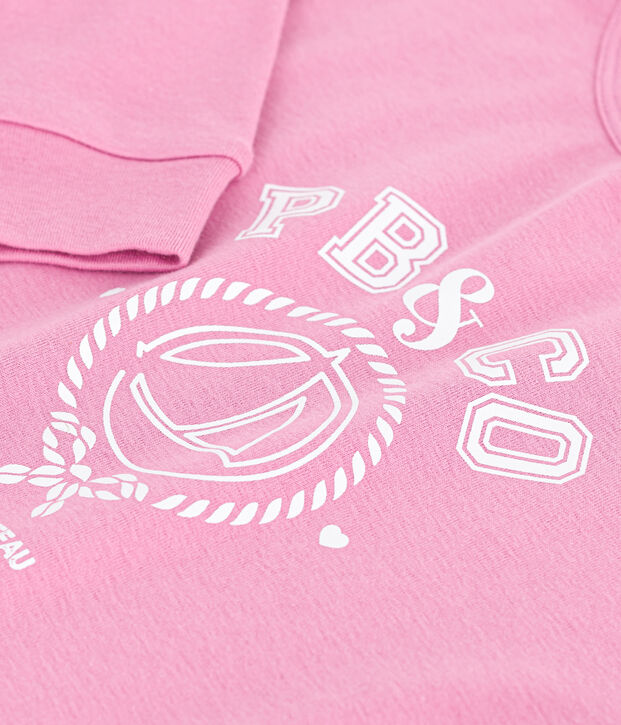 T-shirt a maniche lunghe in cotone con stampa bambina rosa