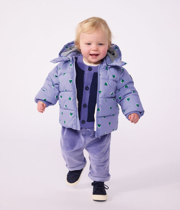 Piumino in poliestere con stampa animalier neonato viola/multicolore