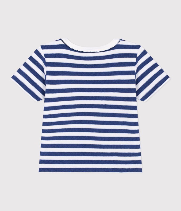 T-shirt a maniche corte in cotone a righe bambino blu/bianco