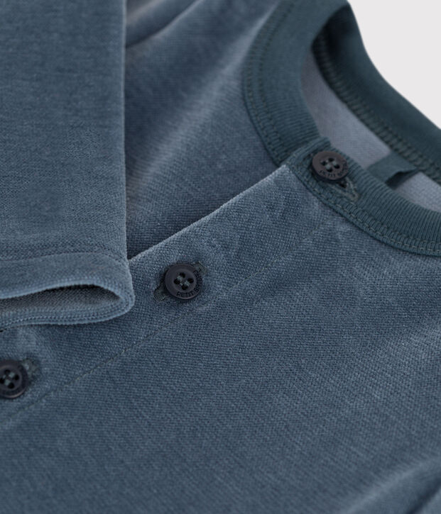 Cardigan beb&egrave; in velluto di cotone grigio