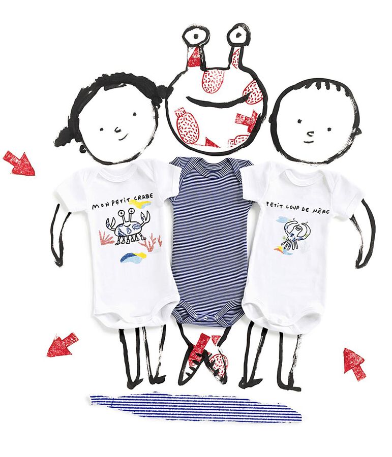 Confezione da 3 body manica corta Serge Bloch beb&egrave; multicolore