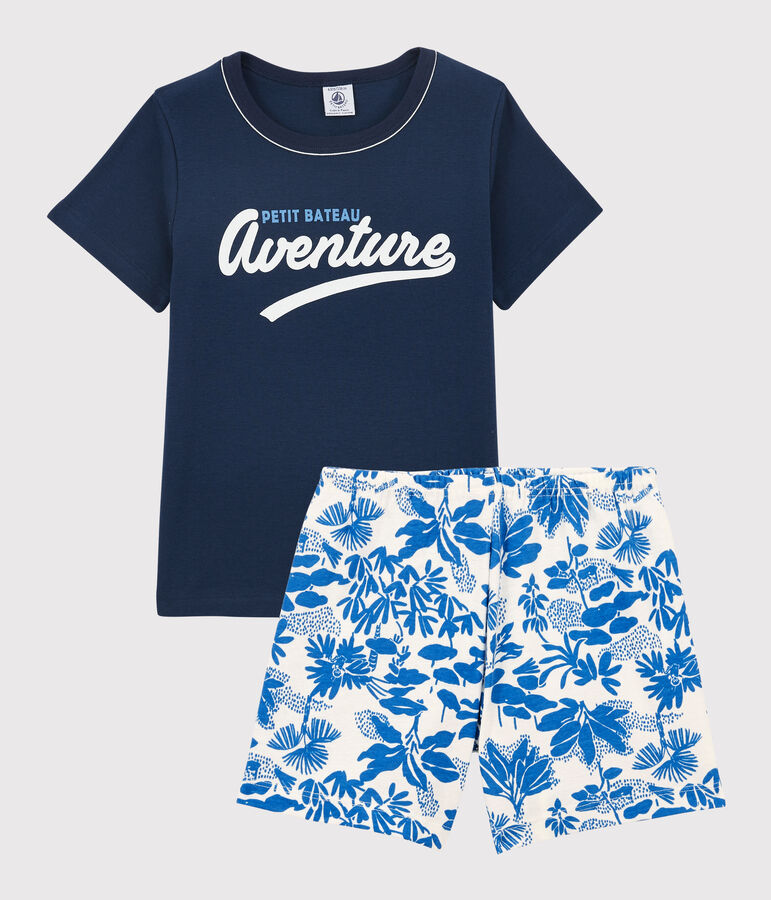 Pigiama corto blu bambino in cotone blu/multicolore