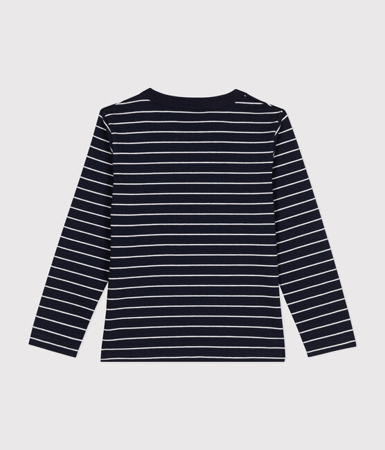 T-shirt a maniche lunghe in cotone bambino  blu SMOKING/bianco MARSHMALLOW
