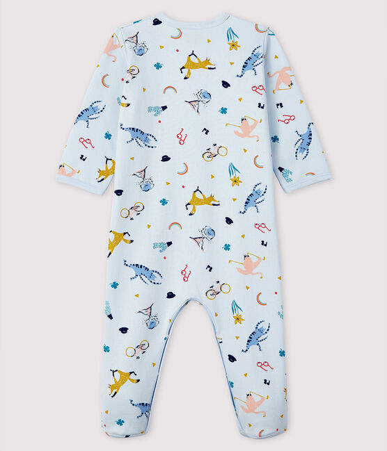 Tutina blu fantasia animali bebé in molleton blu FRAICHEUR/bianco MULTICO