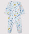 Tutina blu fantasia animali bebé in molleton blu FRAICHEUR/bianco MULTICO
