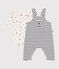 Set salopette e body in cotone neonato bianco MARSHMALLOW/blu SMOKING
