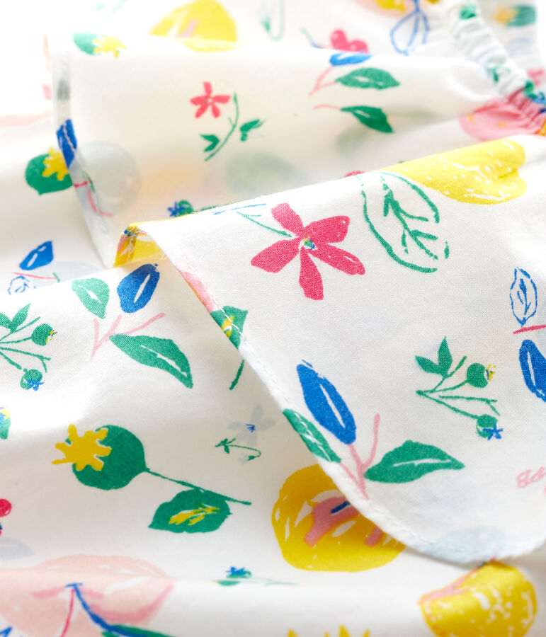 Tutina corta in popeline beb&egrave; femmina bianco/multicolore