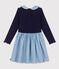 Abito a maniche lunghe bimateriale in cotone bambina SOIR