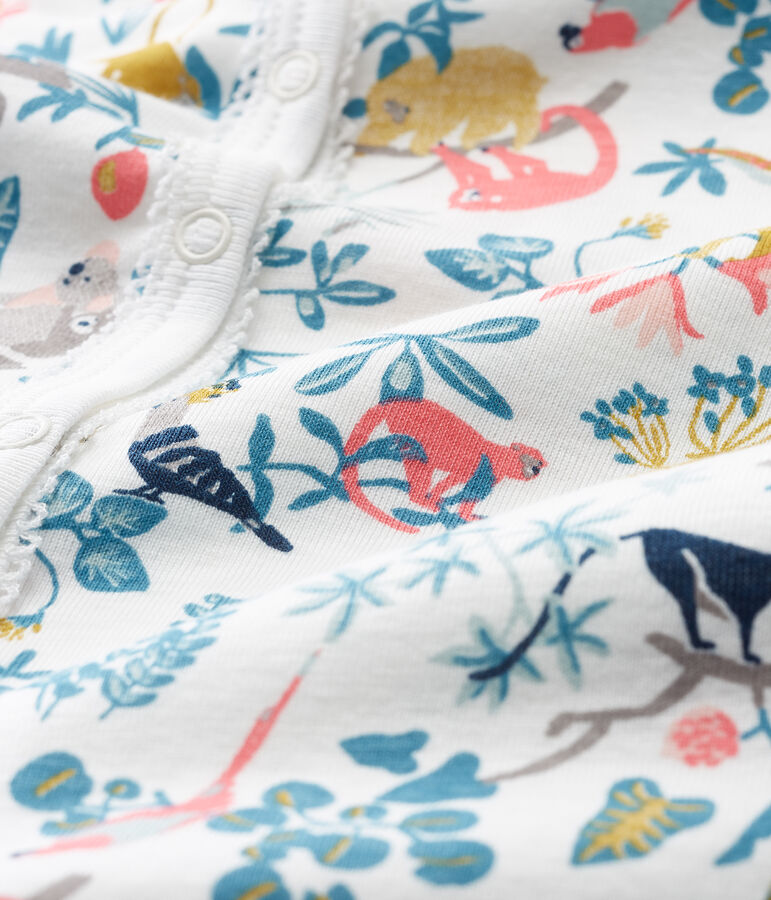 Tutina pigiama bambina a costine bianco/multicolore