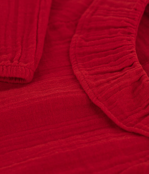 Blusa a maniche lunghe in garza di cotone per neonati rosso