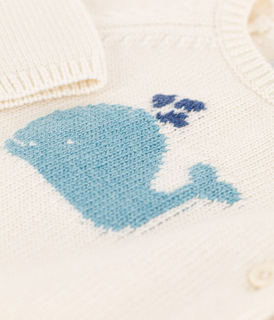 Completo bebè in maglia di lana e cotone bianco MARSHMALLOW