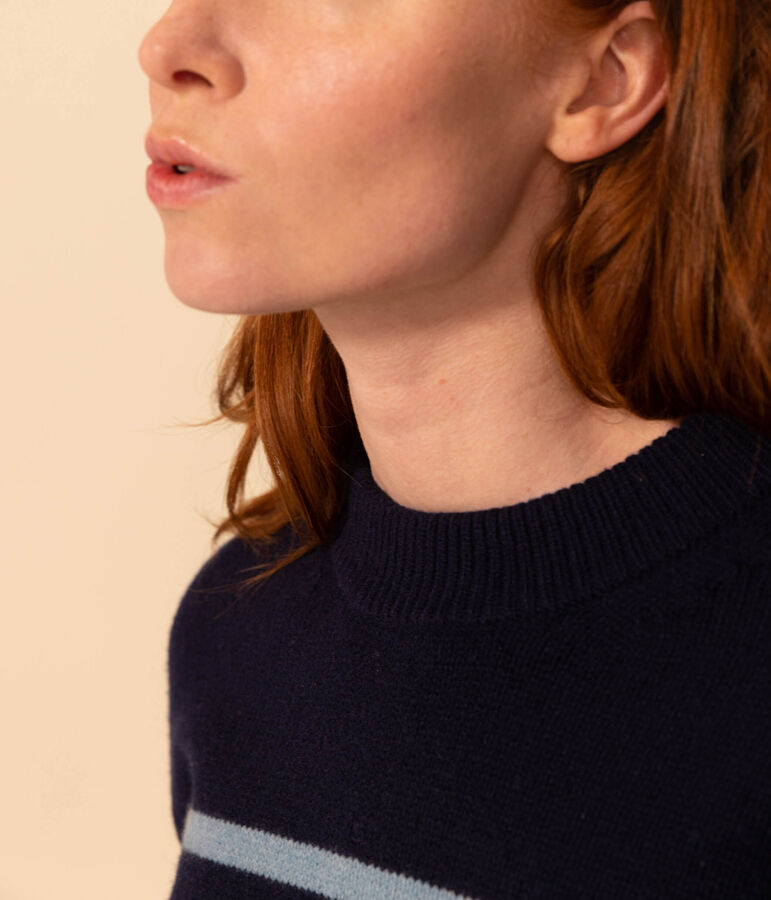 Maglione alla marinara in lana donna blu/blu