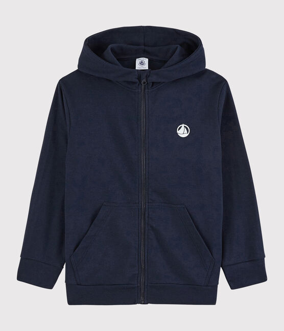 Felpa con zip e cappuccio in cotone bambino blu SMOKING