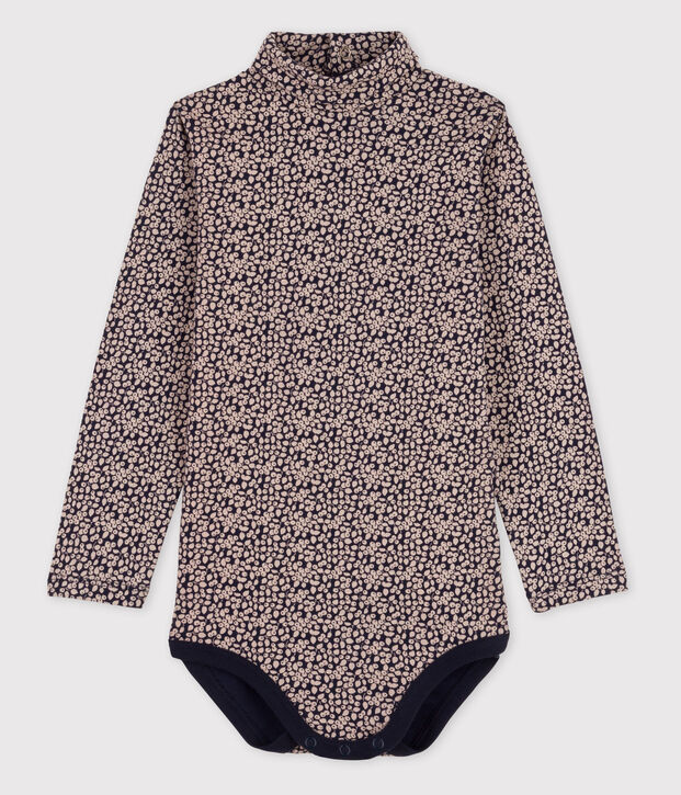 Body manica lunga e collo alto beb&egrave; blu/bianco