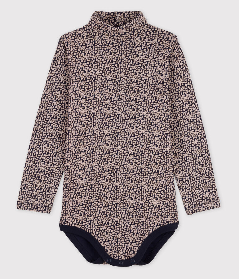 Body manica lunga e collo alto beb&egrave; blu/bianco